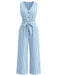 Blauer 30er Ärmelloses Jumpsuit mit V-Ausschnitt und Streifen