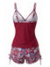 70er Bohemian Tankini-Set mit V-Ausschnitt und Riemen
