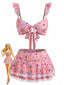 40er Bikini-Set mit Streublumen und Rüschenträgern