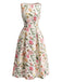 40er Ärmelloses Kleid mit Blumen-Print und Bootskragen