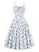 40er Ärmelloses Swingkleid mit Spaghettiträger und Blumen