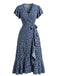 Orange 40er Meerjungfrauenkleid mit Ditsy-Blumen und V-Ausschnitt