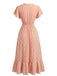 Orange 40er Meerjungfrauenkleid mit Ditsy-Blumen und V-Ausschnitt