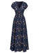 40er Maxikleid mit V-Ausschnitt und Blumen