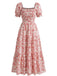 40er Kleid mit Eckiger Ausschnitt und Blumen