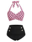[Vorverkauf] Rosa 40er Bikini-Set mit Polka-Dots und Neckholder