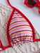 Verrotten 1940er Streifen Halfter Gerippt Dreieck Bikini-Set