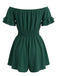 Unifarbener Jumpsuit im Stil der 1940er Jahre mit schulterfreiem Rock, Rüschenärmeln und geraffter Taille – Vintage-Jumpsuit, Retro-Mode
