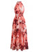 40er Ärmelloses Kleid mit Blumen und Batik