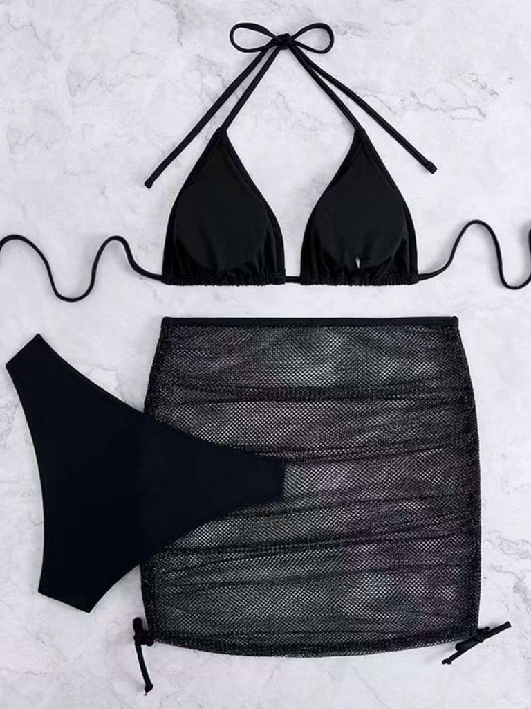 1940er Uni Halter Bikini Set & Häkel Cover-Up