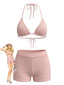 40er Triangel-Bikini-Set mit Struktur und Neckholder