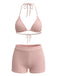 40er Bikini-Set & Shorts mit Neckholder und Triangle