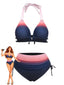 1950er Halter Farbverlauf Hohe Taille Gerafft Bikini Set