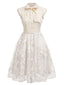 [Vorverkauf] Weißes 50er Vintage-Kleid mit Schmetterling und Patchwork