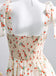 Beige 1950er Ditsy Blumen Binden Gurt Herzausschnitt Kleid