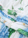 Blaues 50er Swingkleid mit Blumen-Print und V-Ausschnitt