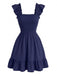50er Smockkleid mit Eckiger Ausschnitt und Rüschen