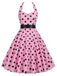 Rosa 50er Kleid mit Polka-Dots und Gürtel