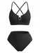 1950er U Geformt Metall Uni Hohe Taille Tankini Set