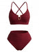 1950er U Geformt Metall Uni Hohe Taille Tankini Set