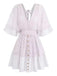 70er Kleid mit V-Ausschnitt und Patchwork