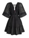 70er Kleid mit V-Ausschnitt und Patchwork