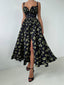 Schwarzes 50er Kleid mit Zitronenmuster und V-Ausschnitt
