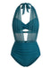 50er Netz-Bikini-Set mit Neckholder und Raffung