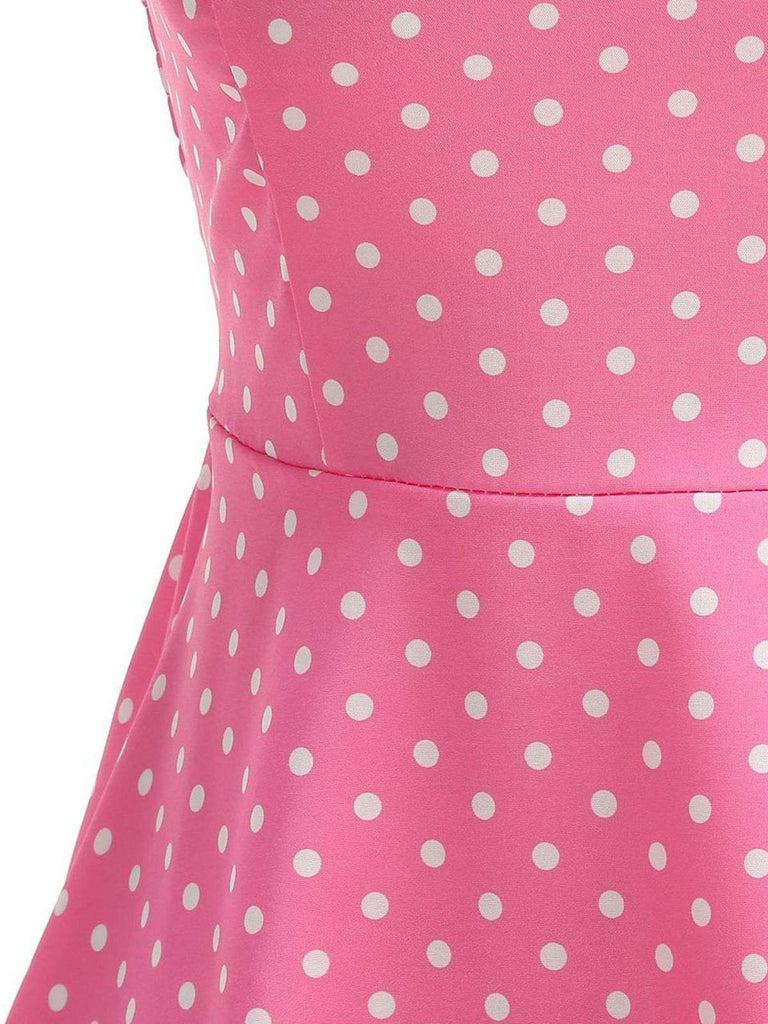 1950er Polka Dot Halter Gürtel Swing Kleid