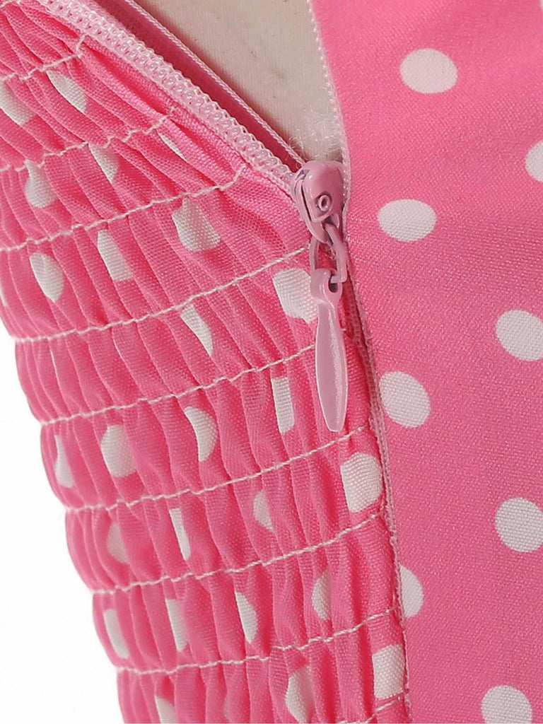 1950er Polka Dot Halter Gürtel Swing Kleid