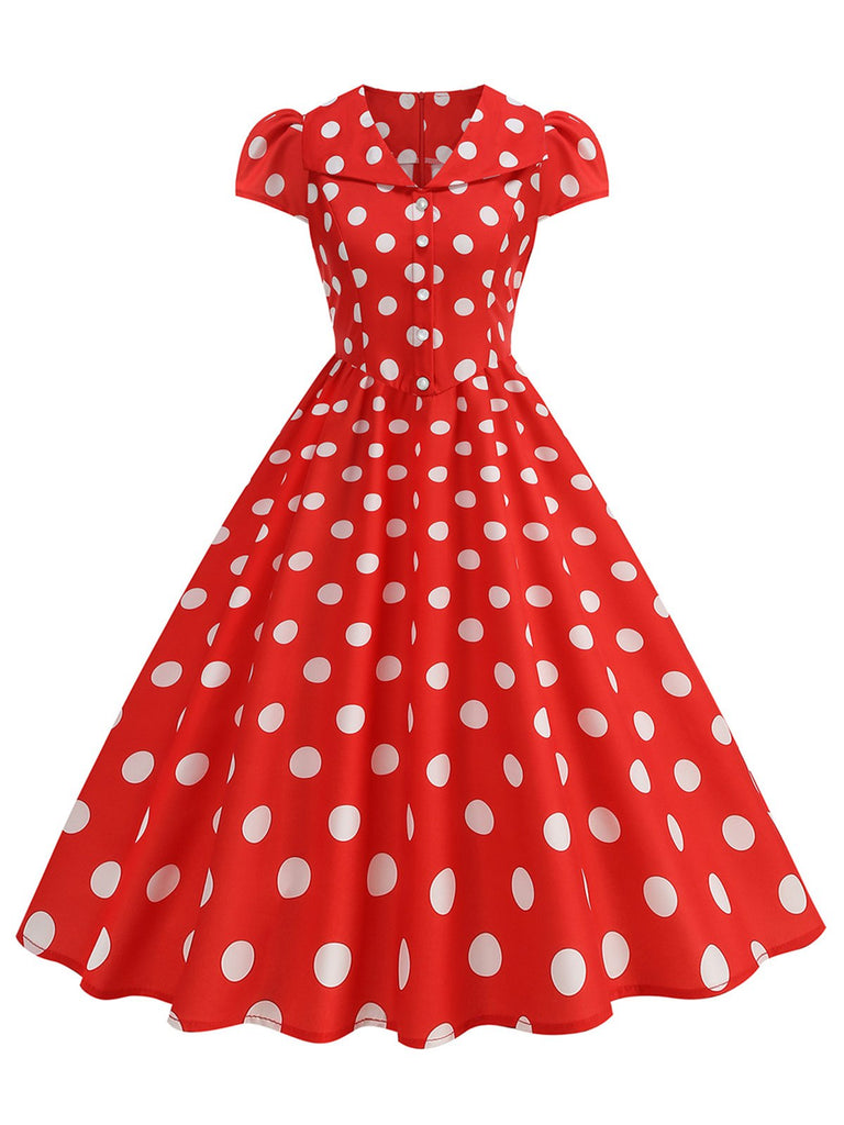 50er Swingkleid mit Kappärmel und Polka-Dots