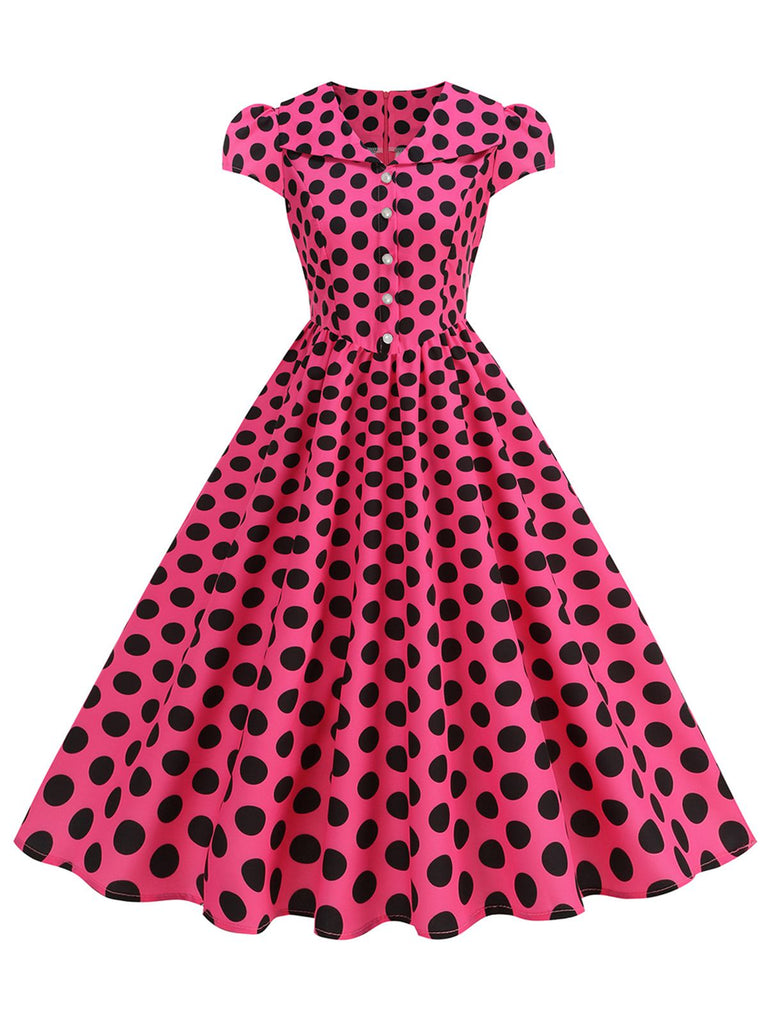 50er Swingkleid mit Kappärmel und Polka-Dots