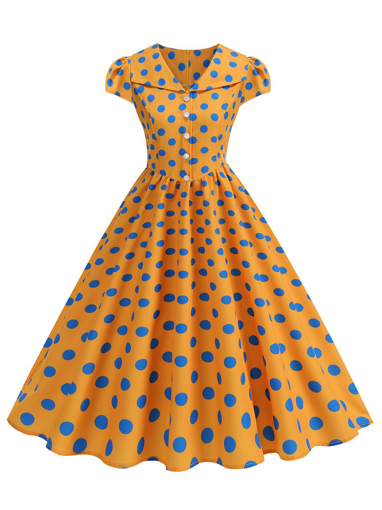 50er Swingkleid mit Kappärmel und Polka-Dots