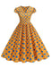 50er Swingkleid mit Kappärmel und Polka-Dots