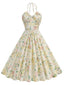 50er Baumwoll-Swingkleid mit Neckholder und Blumen