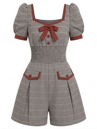 1950s Raspberry Puff Sleeves Romper - vintage jumpsuit, retro fashion