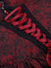 Bordeauxrotes 50er Gothic Jacquard-Kleid mit Rosen und Schnürung