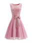 Rosa 50er ärmelloses Netzkleid mit Pailletten und Gürtel