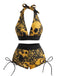 50er Gothic Bikini-Set & Shorts mit Neckholder und Totenkopf