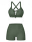 50er Bikini-Set mit Crisscross-Rücken und Raffung