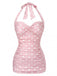 Rosa 50er Badeanzug mit Polka-Dots und Neckholder