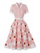50er Swingkleid mit Farbblock und Erdbeere