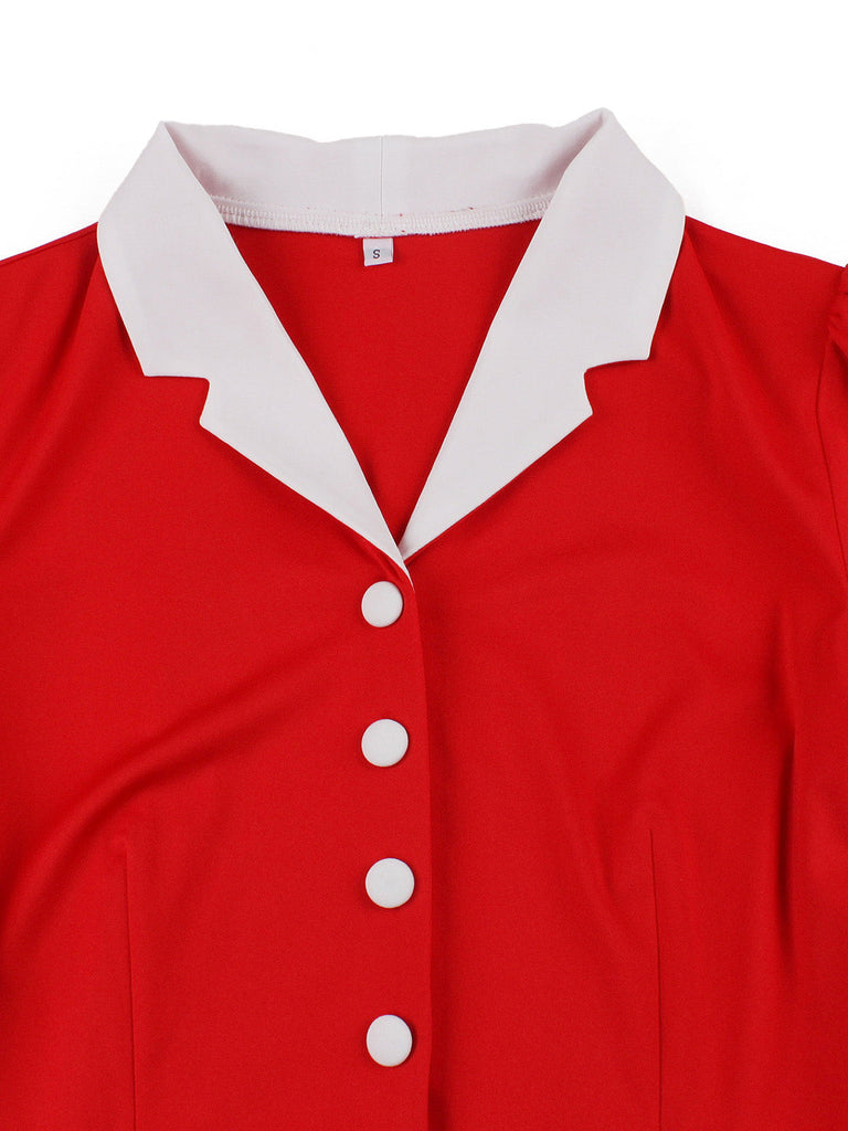50er Swingkleid mit Farbblock und Erdbeere