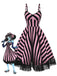 Lila Halloween-Swingkleid mit Streifen und Kürbisprint