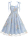 50er Kleid mit Blumen und Stickerei