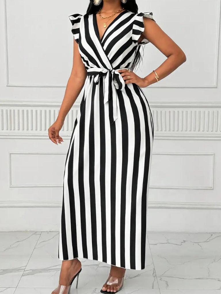 50er Swingkleid mit V-Ausschnitt und Rüschen