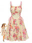 50er Vintage Swingkleid mit Blumen und Schnürung