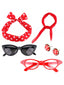 Rotes 50er Vintage Accessoire-Set mit Partyhut und Handschuhen