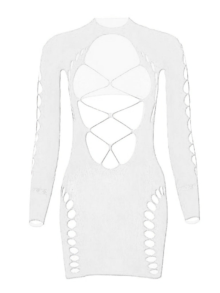 60er Netz-Reizwäsche mit Schnürung und Cut-out