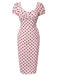 Rosa 60er Kleid mit Eckiger Ausschnitt und Polka-Dots
